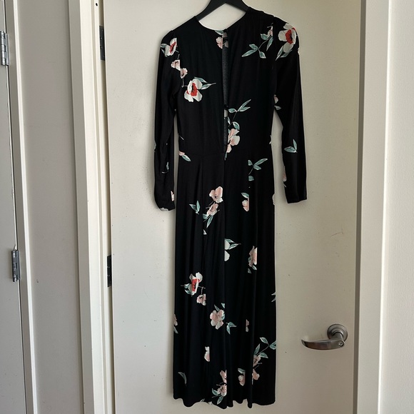 Reformation Black Long Sleeve Floral Midi Dress - Picture 4 of 8